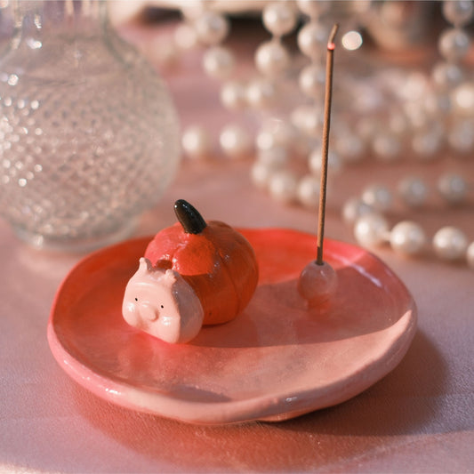 Pumpkin Pig Incense Holder – Handmade Original Design