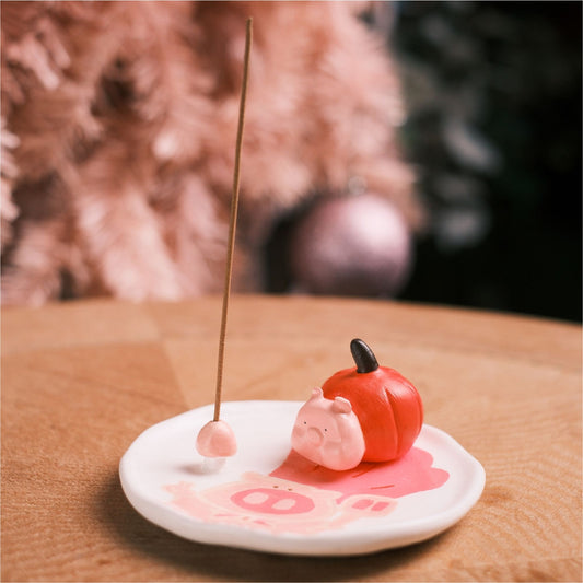 Pumpkin Pig Incense Holder – Handmade Original Design