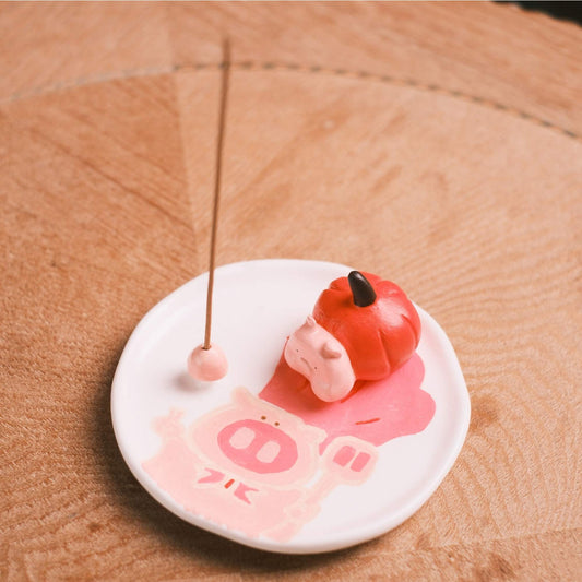Pumpkin Pig Incense Holder – Handmade Original Design