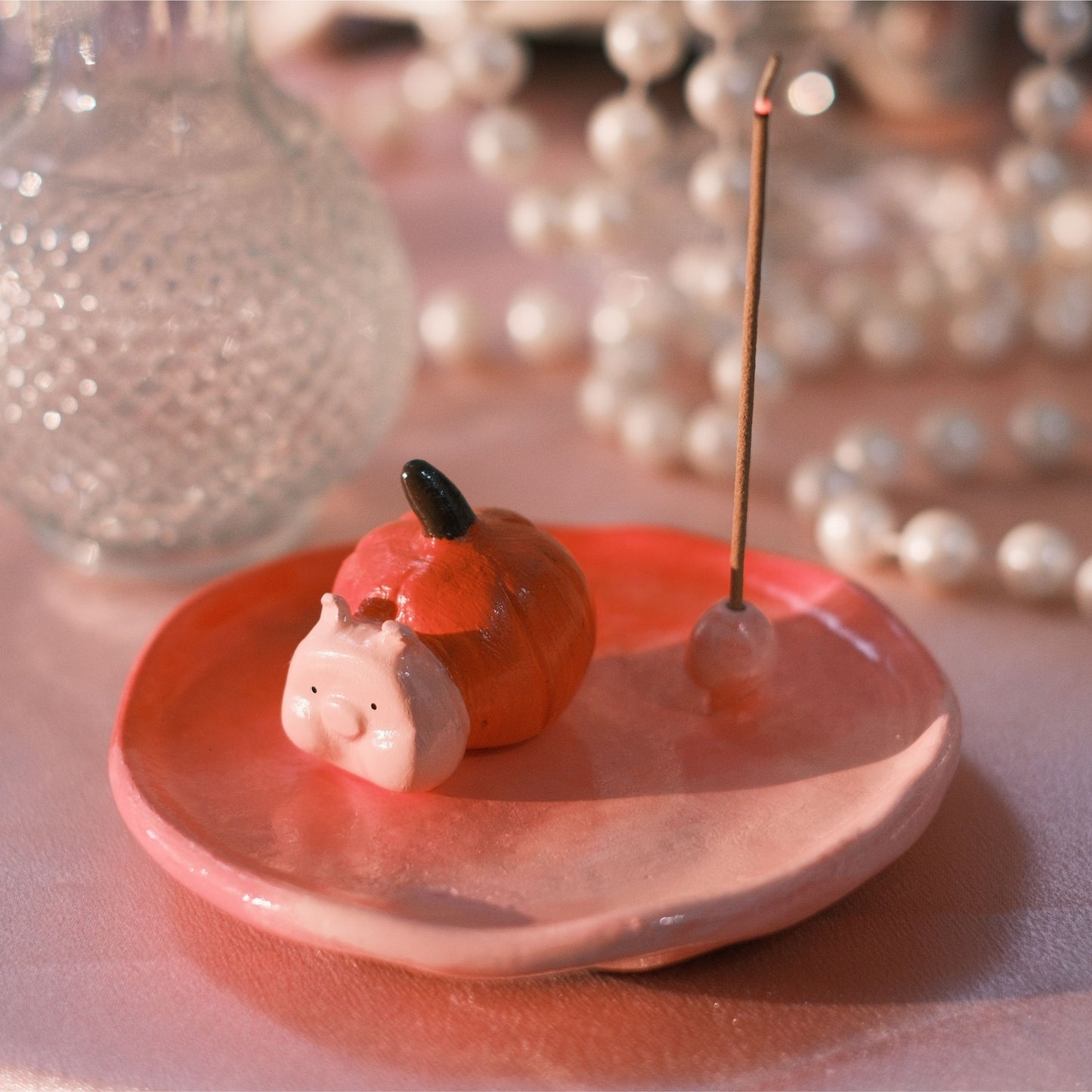 Pumpkin Pig Incense Holder – Handmade Original Design